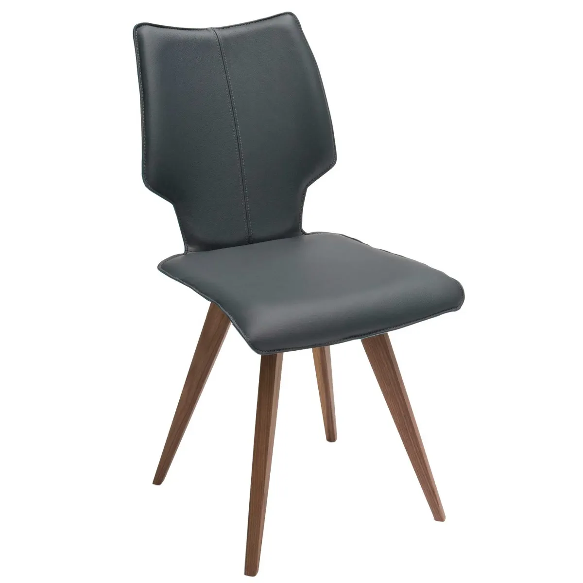 Tulip Dining Chair - Grey - Leather - Plain - W45 x D59 x H91cm - Barker & Stonehouse