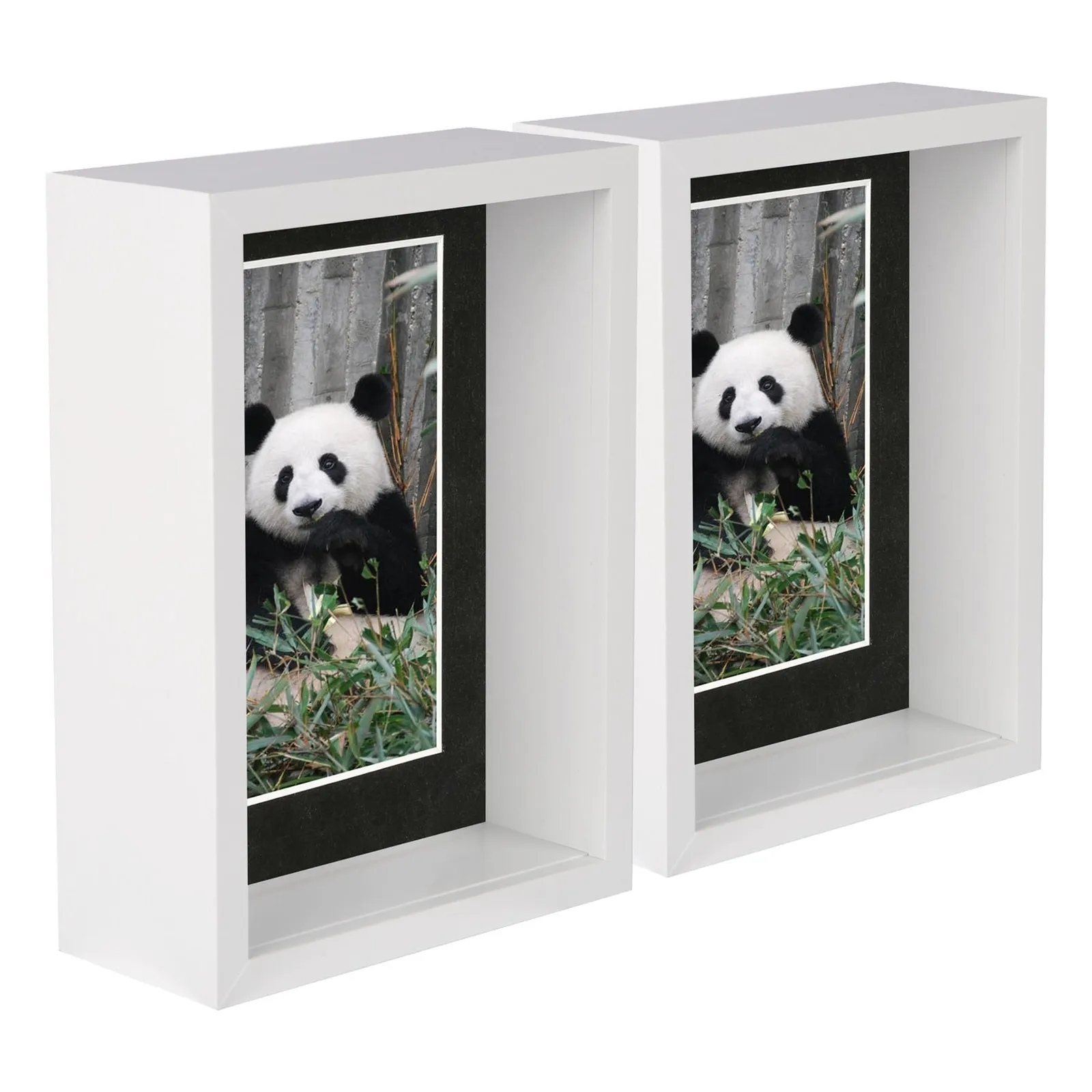 Nicola Spring 5" x 7" 3D Deep Box Photo Frames - 4" x 6" Mount - White - Pack of 2 in Black 1