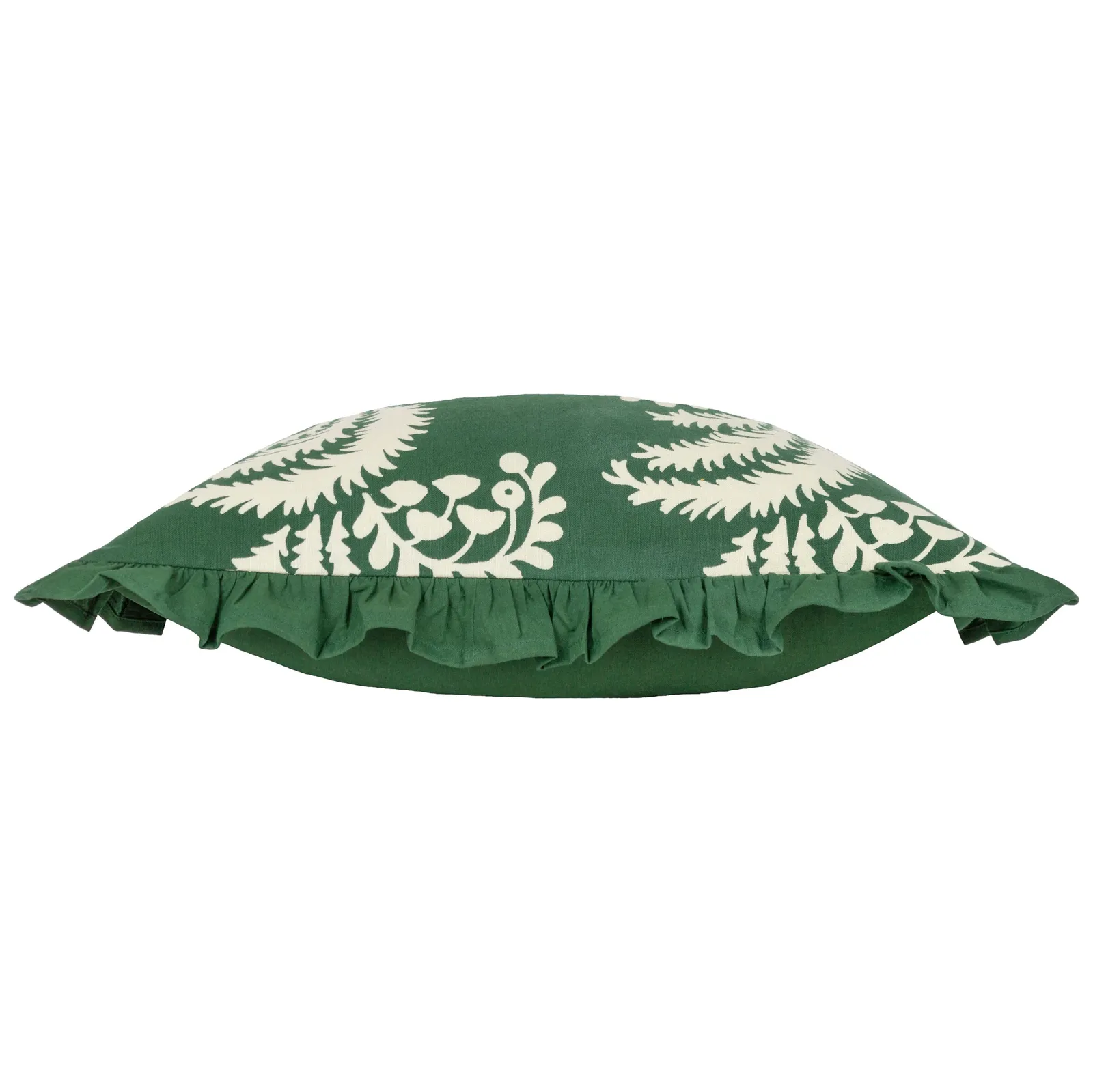 Paoletti Montrose 100% Cotton Fringed Leaf Cushion in Bottle Green 4
