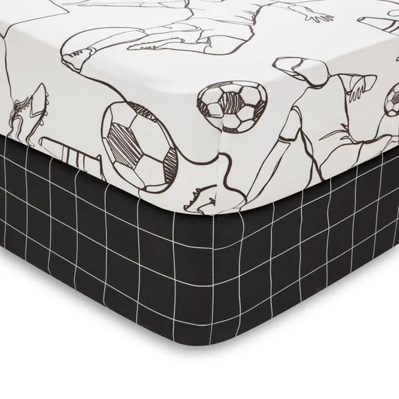 Set of 2 Football Doodles Fitted Sheets 3