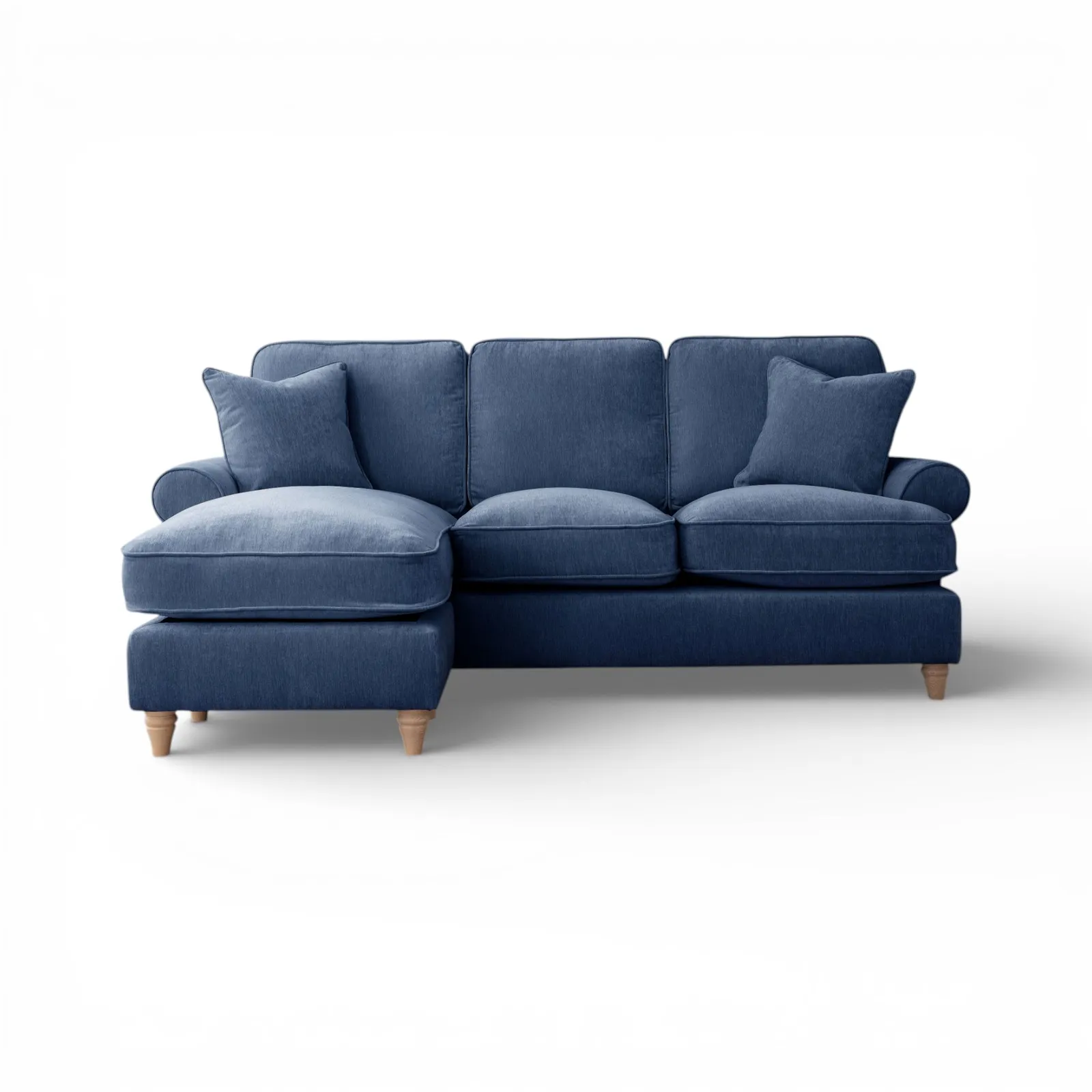 The Great Sofa Company Ezra Left Hand Velvet Chaise Sofa - Scroll Arm in Navy 2