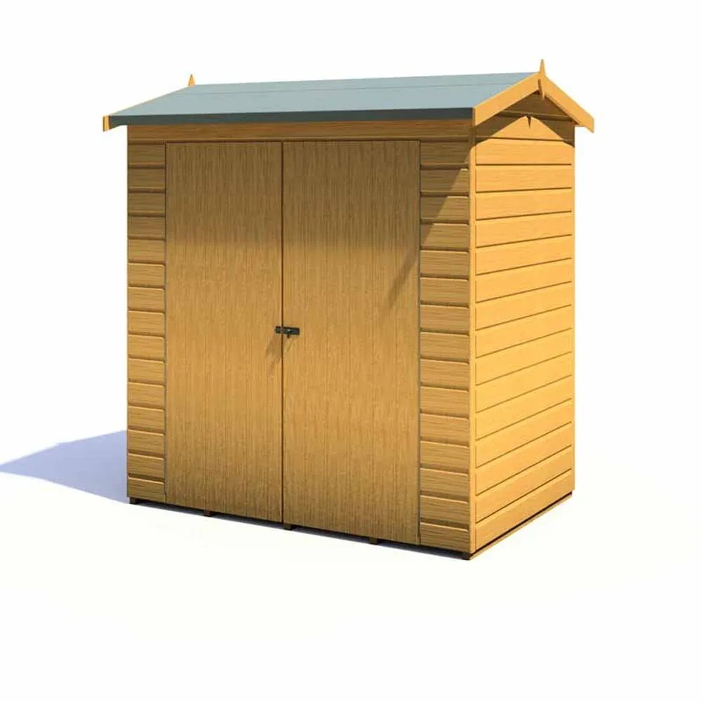 Shires Lewis 4x6' Double Door Reverse Apex Style Shed - L191.4xW136xH204.3 cm in Brown 3