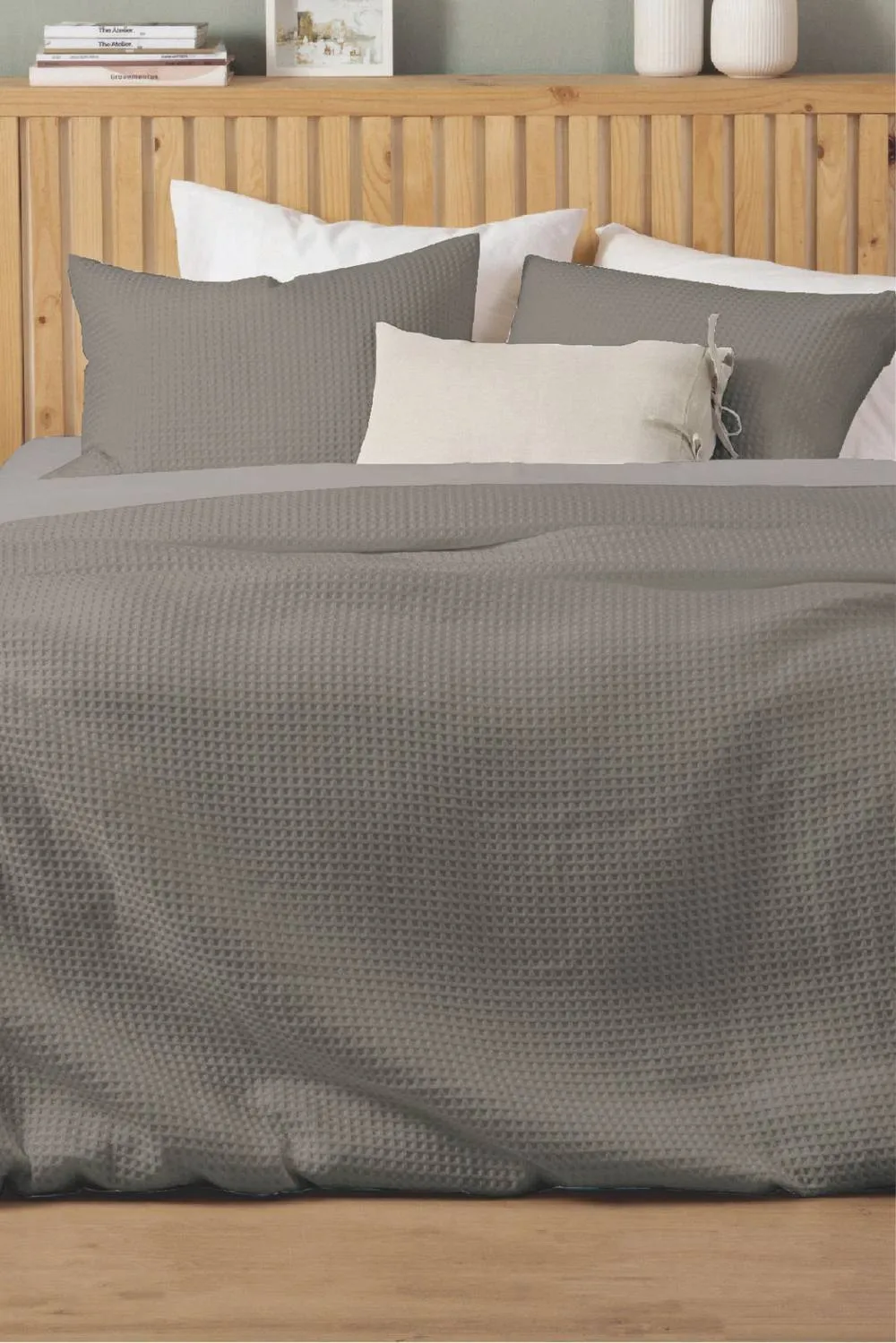 Ezysleep Honeycomb Waffle Duvet Cover Set in Grey 2
