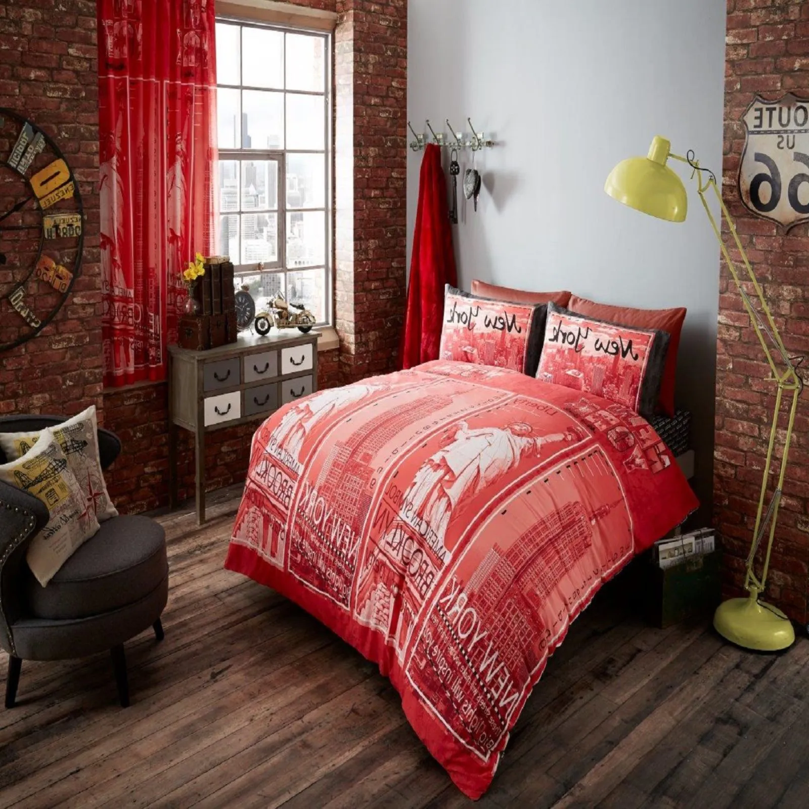 Smart Living Printed Polycotton Inspire Duvet Cover With Pillowcases in Red 2