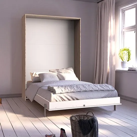 Juist Wooden Vertical Foldaway King Size Bed In San Remo Oak