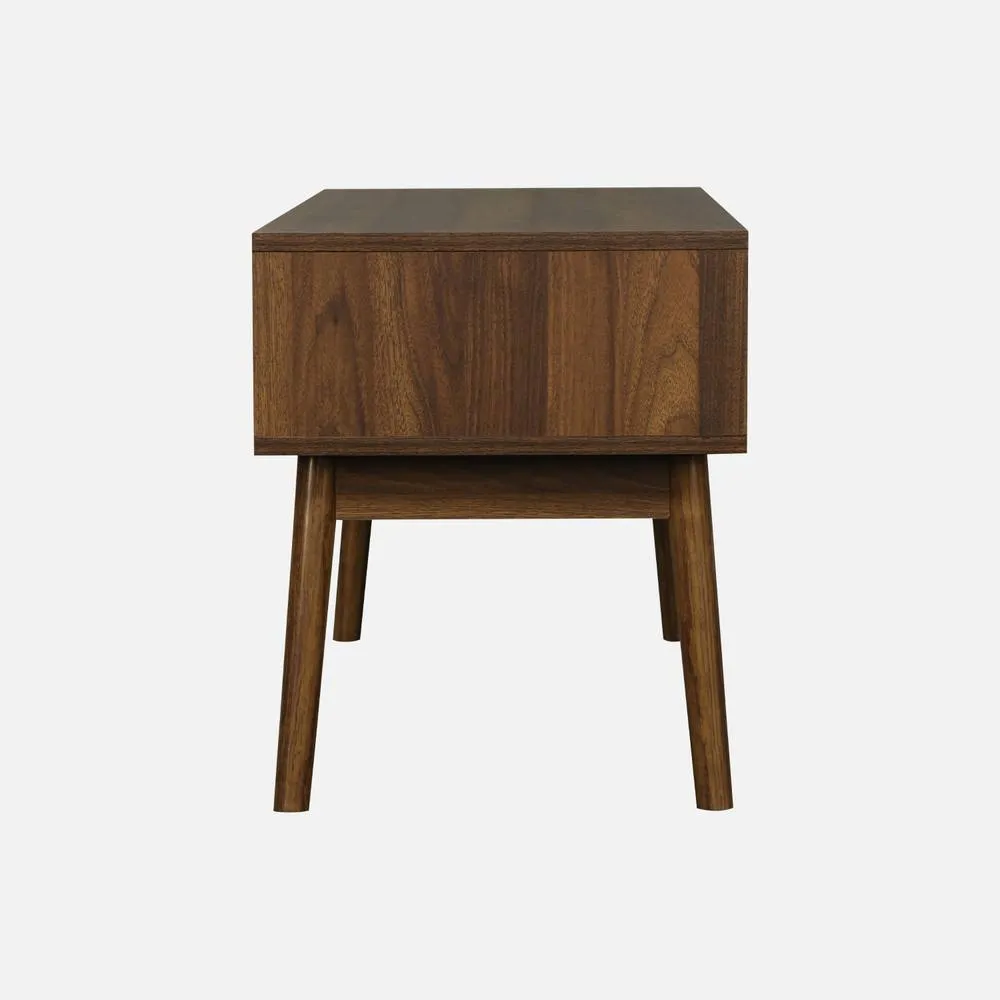 sweeek 115cm Tv Unit Grooved Wood Detail 2 Doors in Dark Brown 3