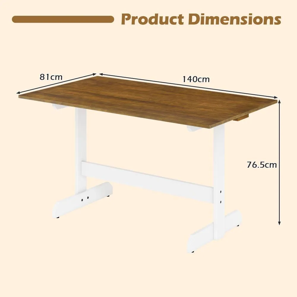 Costway 55 Inch Dining Table for 4-6 People Rectangular Kitchen Table in Brown 3