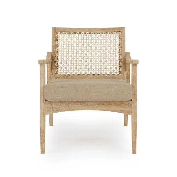 Giselle Rattan Back Wooden Arm Accent Chair 4