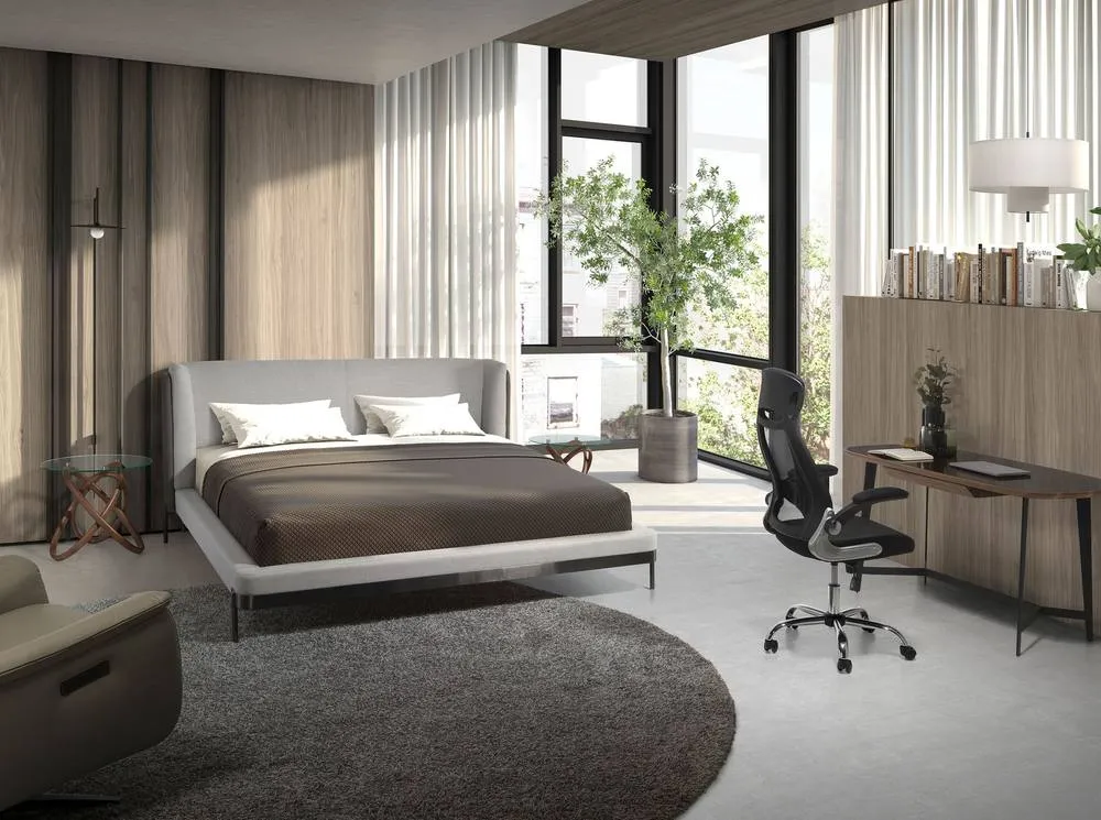 Angel Cerda Double Bed 180x200 cm - Light Grey Fabric with Dark 4