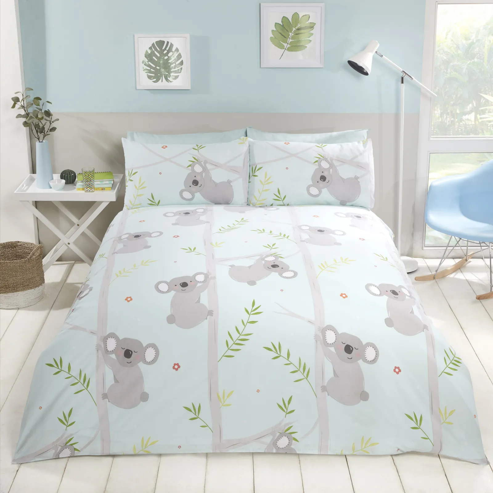Rapport Home Koala Fun Polycotton Duvet Cover Set With Pillowcase in Light Grey