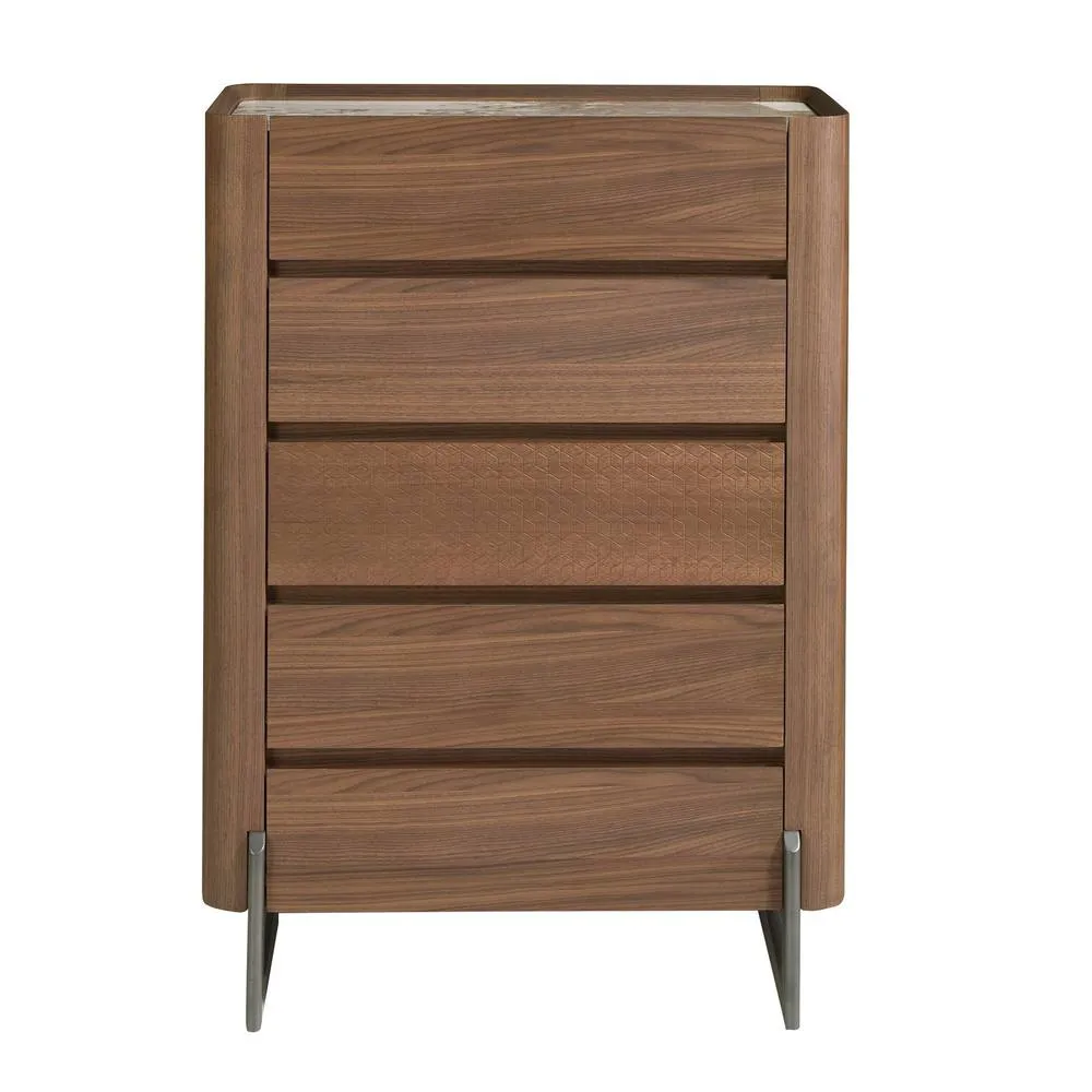 Angel Cerda Walnut Veneer Chiffonier with Porcelain Marble Top in Brown 2