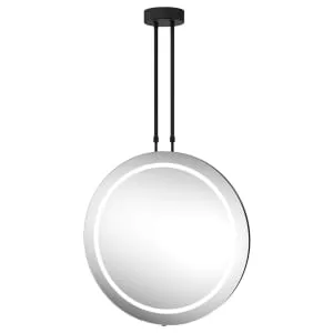Auckland Dual Sided Colour Changing Matt Black Round LED Hanging Mirror - 600mm