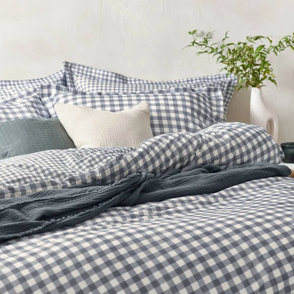 Yard Barton Gingham Check Reversible Duvet Cover Set in Navy 2