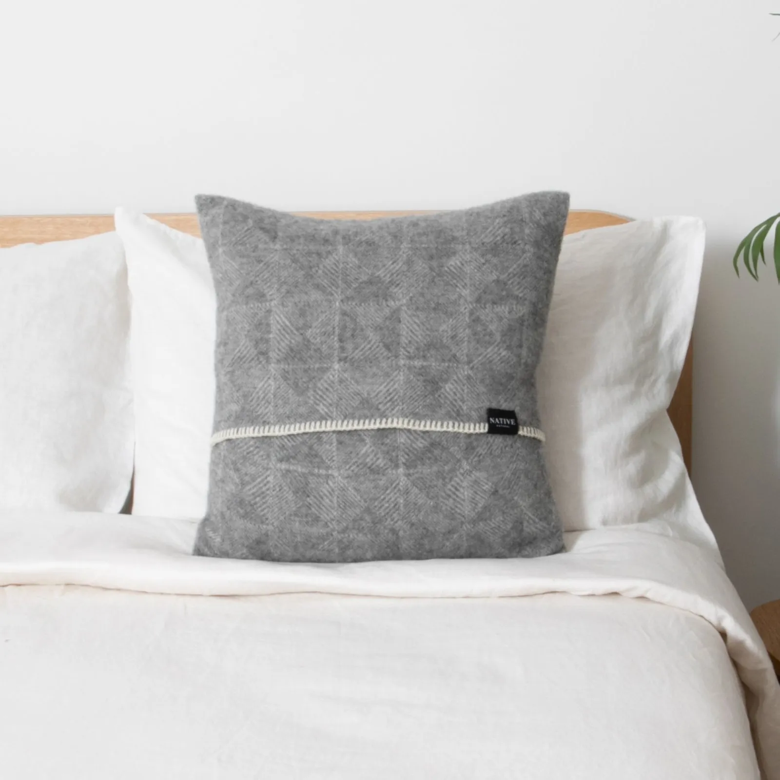 Native Natural Diamond Grey Wool Cushion Cover 45x45cm