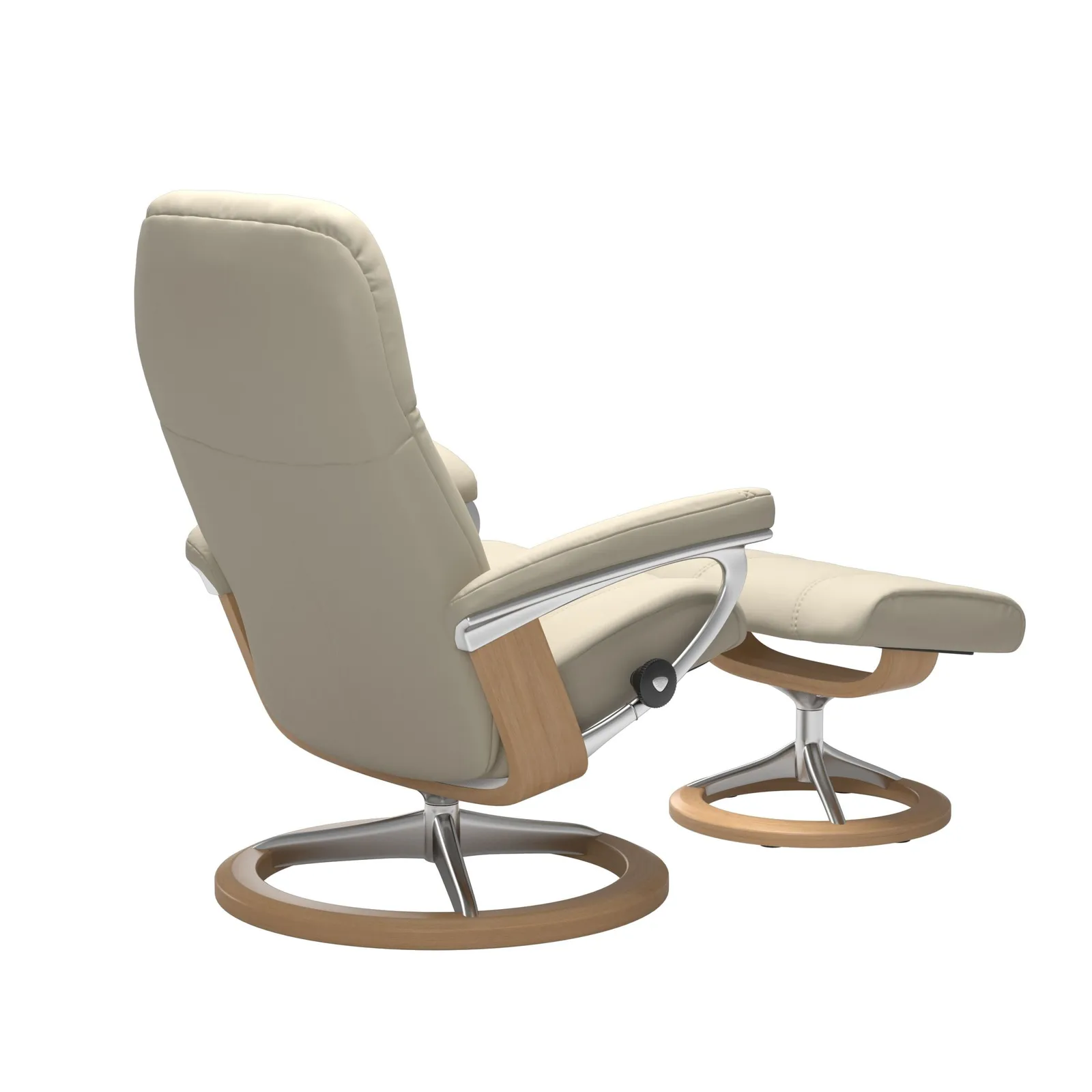 Stressless Consul Small Recliner Chair & Footstool Quickship, Neutral Leather | Barker & Stonehouse 4