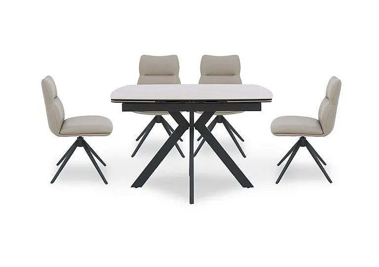 Quattro Extending Draw Leaf Table and 4 Swivel Dining Chairs