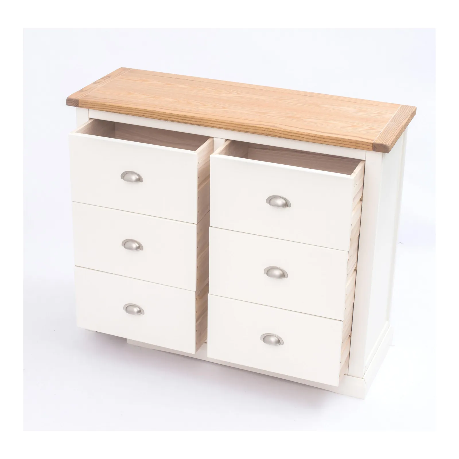 Cabinet Bits Cosenza 6 Drawer Chest of Drawers Chrome Cup Handle in Off-White 5