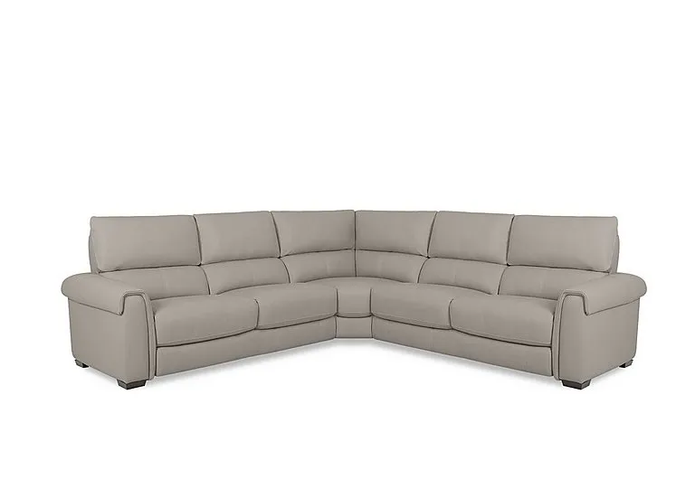 Nixon Leather Large Corner Sofa - Silver Grey