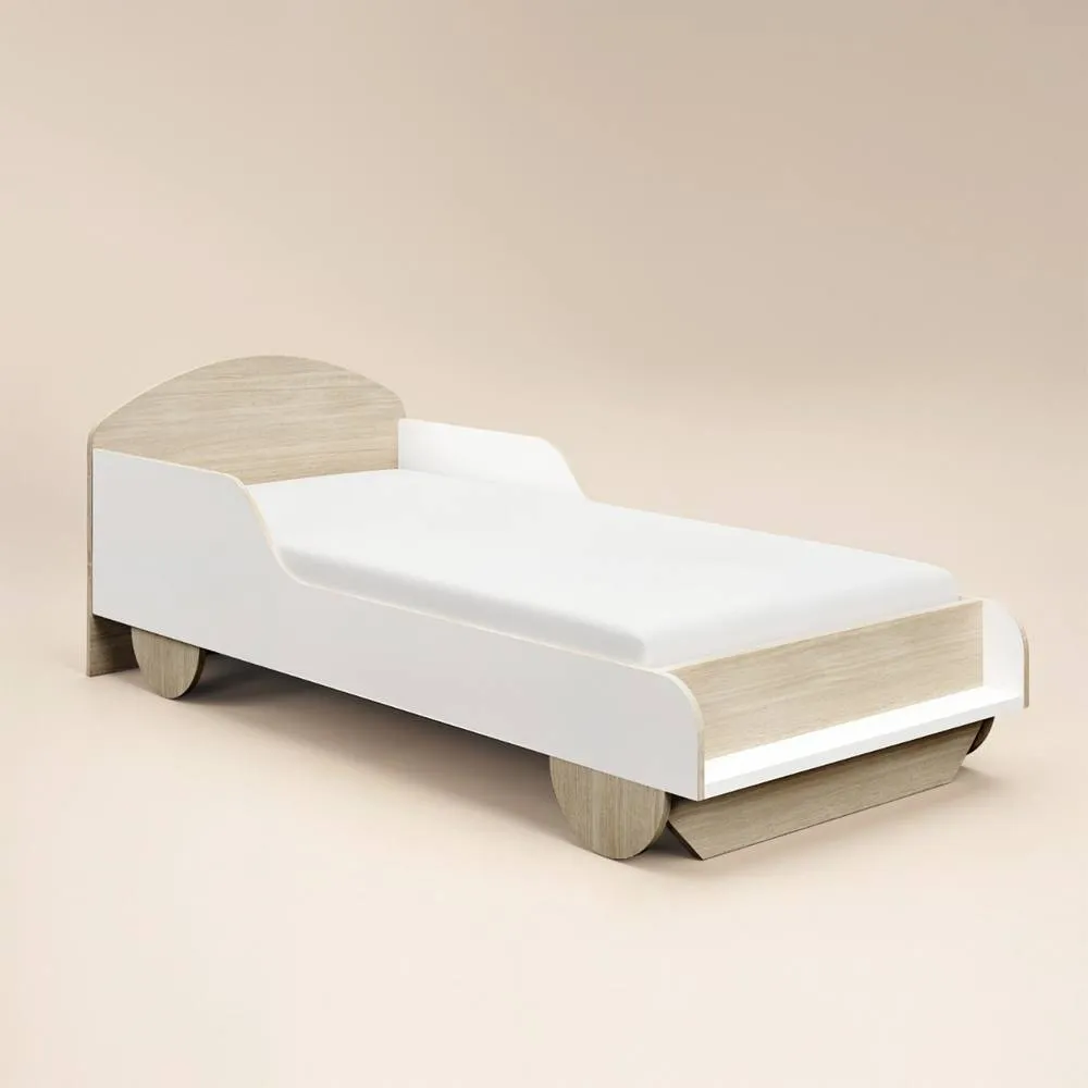 Flair Oliver Car Wooden Bed White & Oak 3