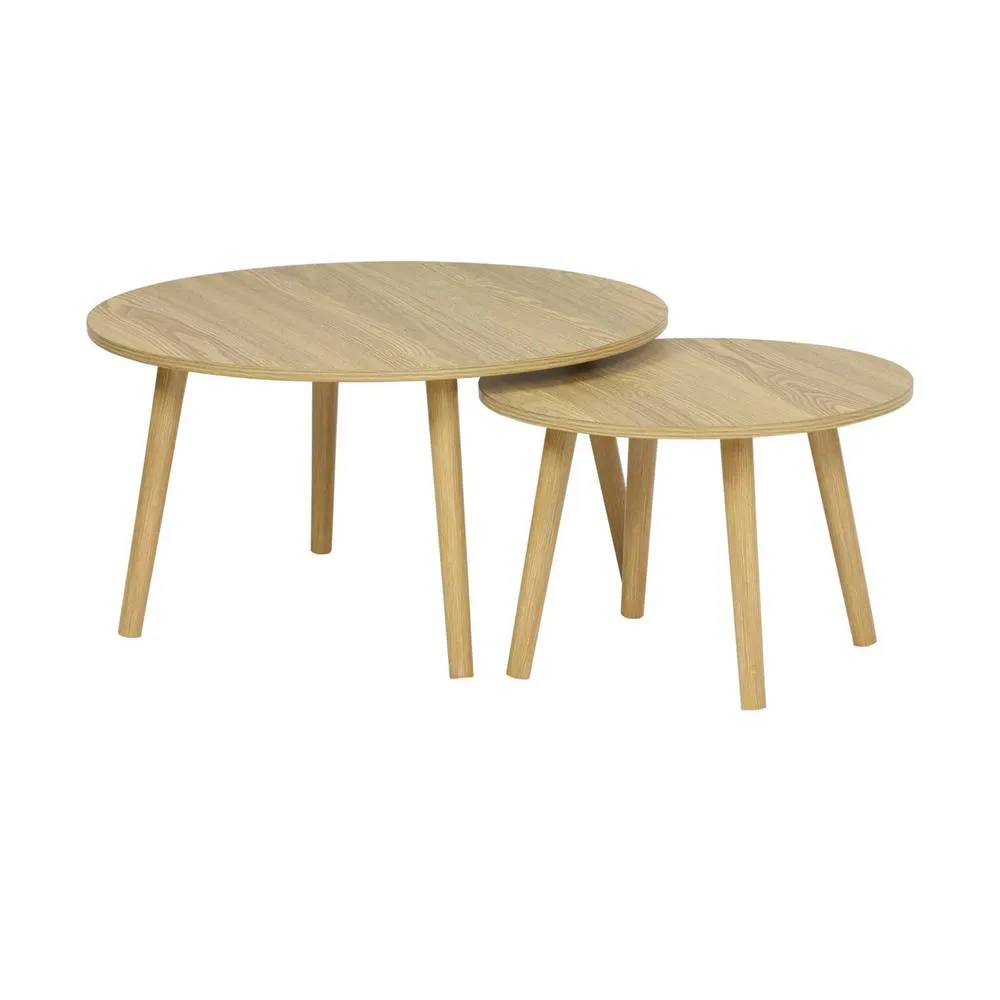 sweeek Pair of nesting coffee tables with wood effect in Light Brown 2