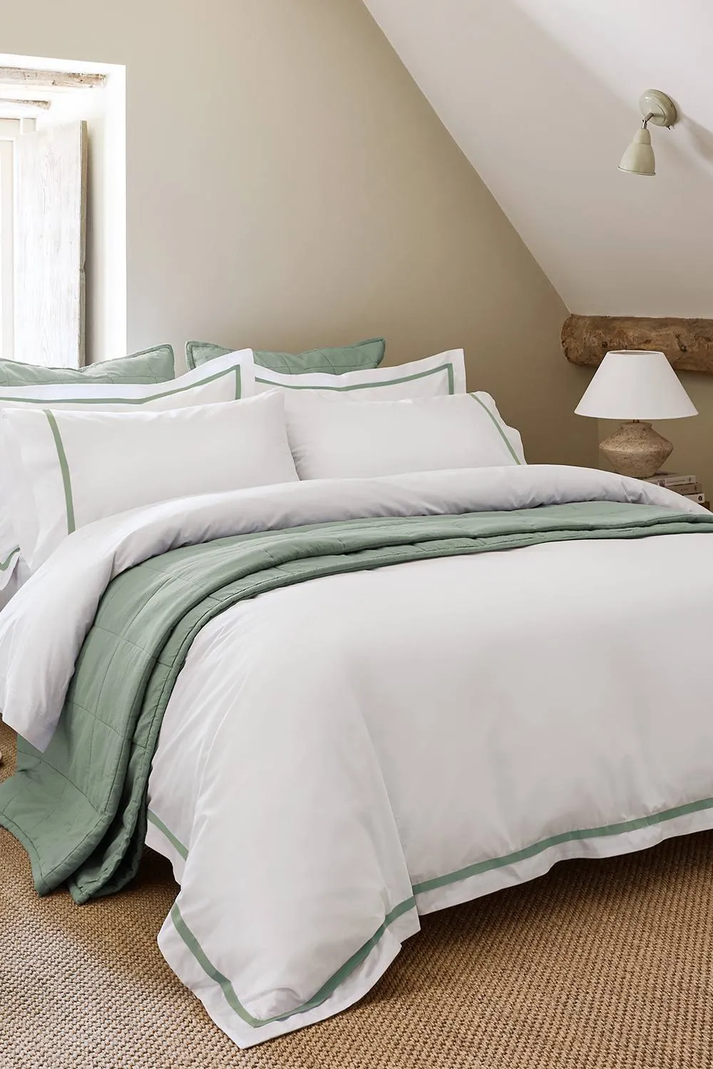 CHRISTY 'Beaumont' Luxury Cotton Percale Hotel Duvet Cover Sets in Green