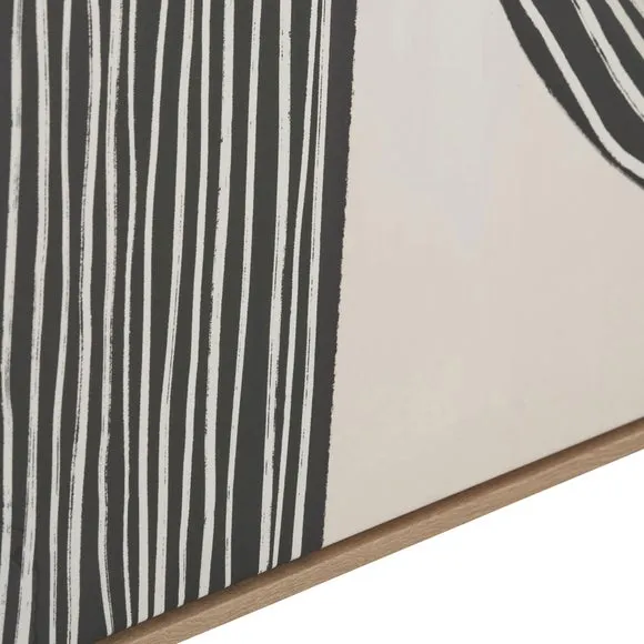 Black & Cream Abstract Lines Framed Canvas 2