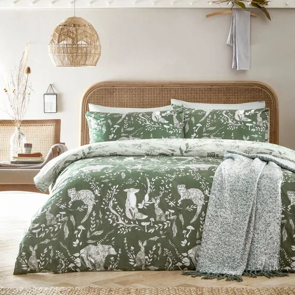 Furn. Buckthorn Woodland Single Duvet Cover Set, Green 4