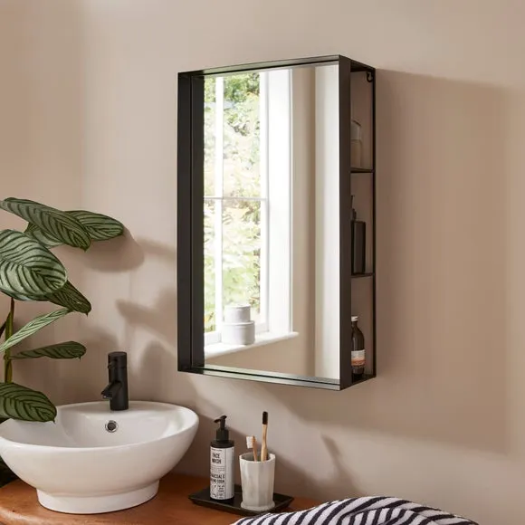 New York Rectangle Wall Mirror with Shelves