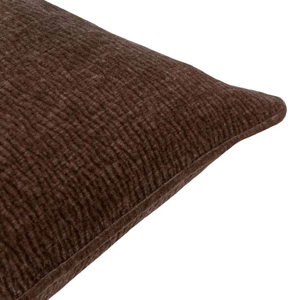 Yard Heath Washed Velvet Textured Cushion Espresso Brown 50 X 50Cm, Brown 3