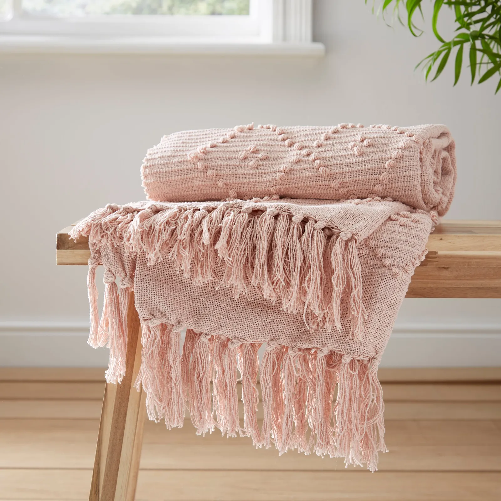 Macrame Blush and Peach Throw Blush