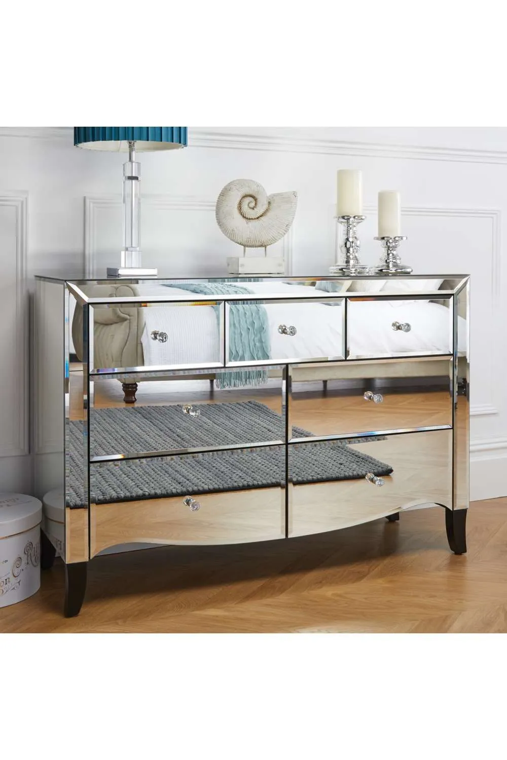 Birlea Palermo 3 Over 4 Chest Mirrored in Silver