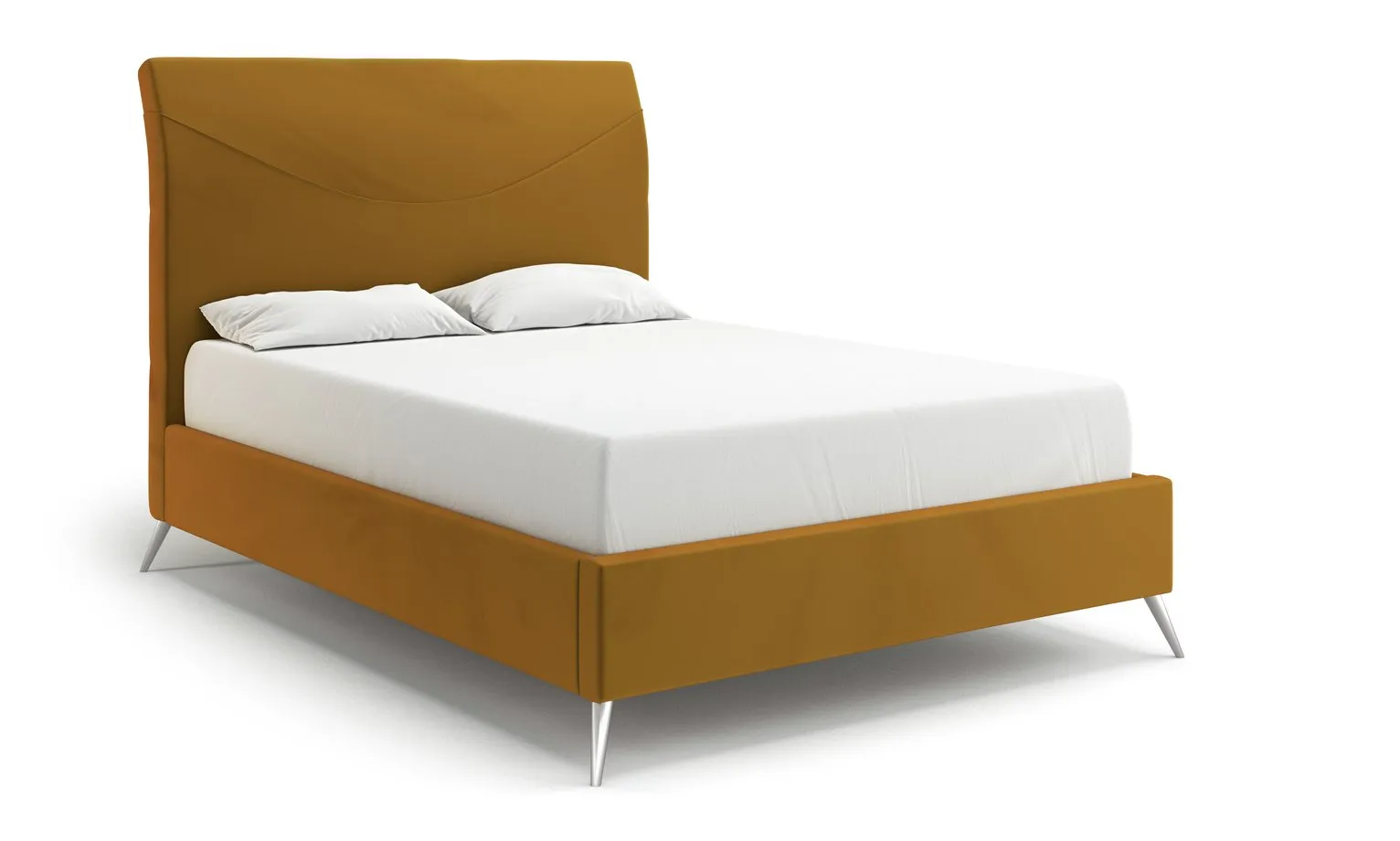 MiBed Seattle Velvet Knigsize Bed Frame - Mustard