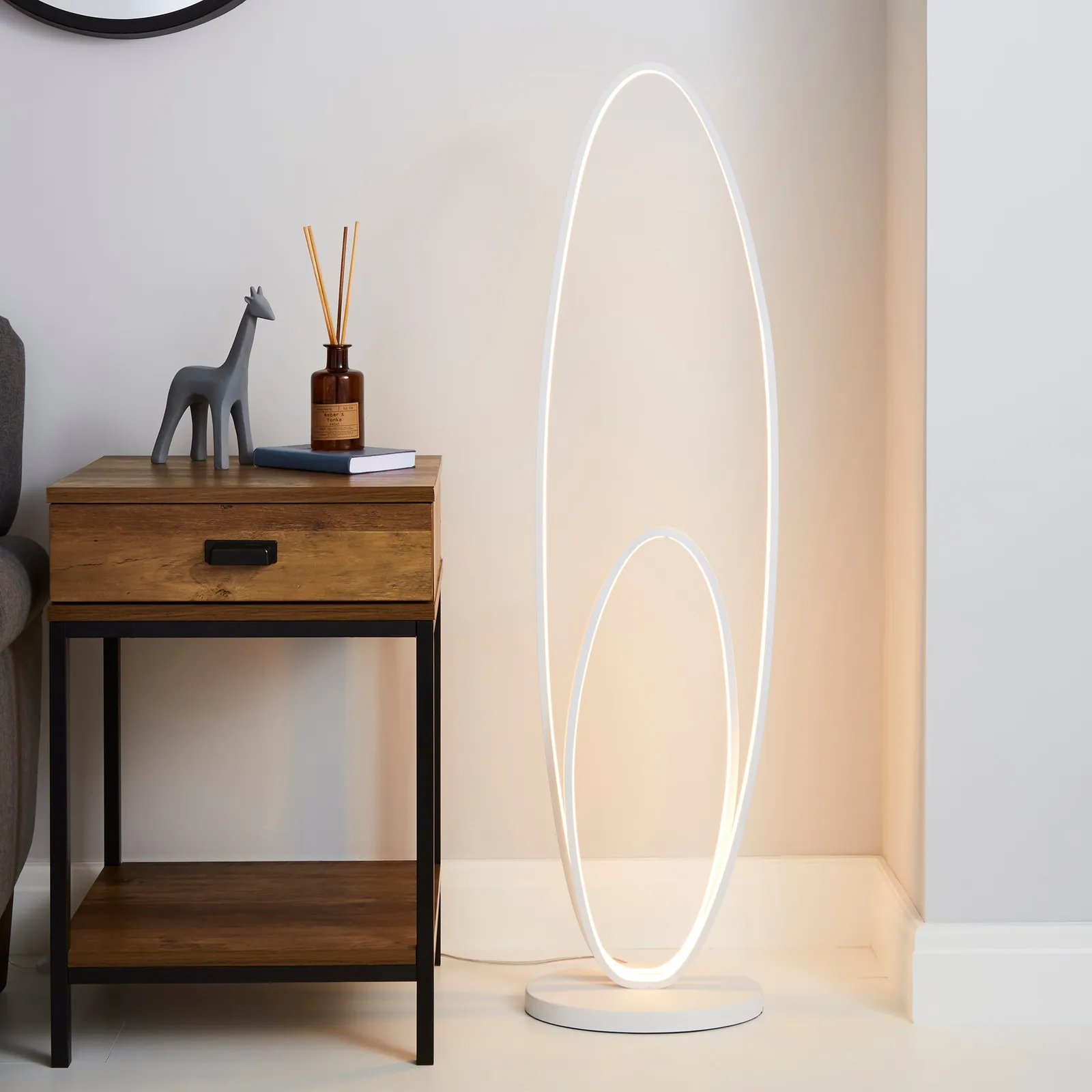 Menton Dimmable Integrated LED White Floor Lamp White
