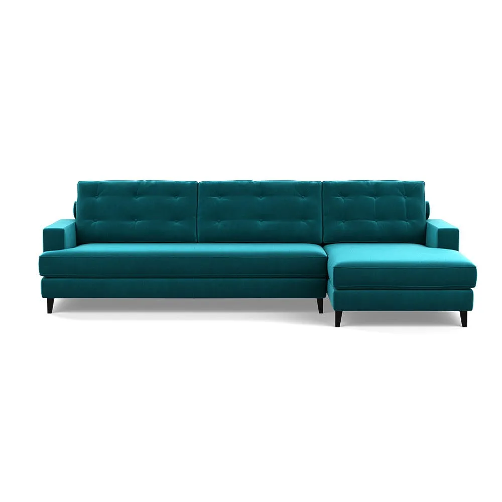 Heal's Mistral Right Hand Facing Corner Sofa Smart Velvet Petrol Black Feet 1