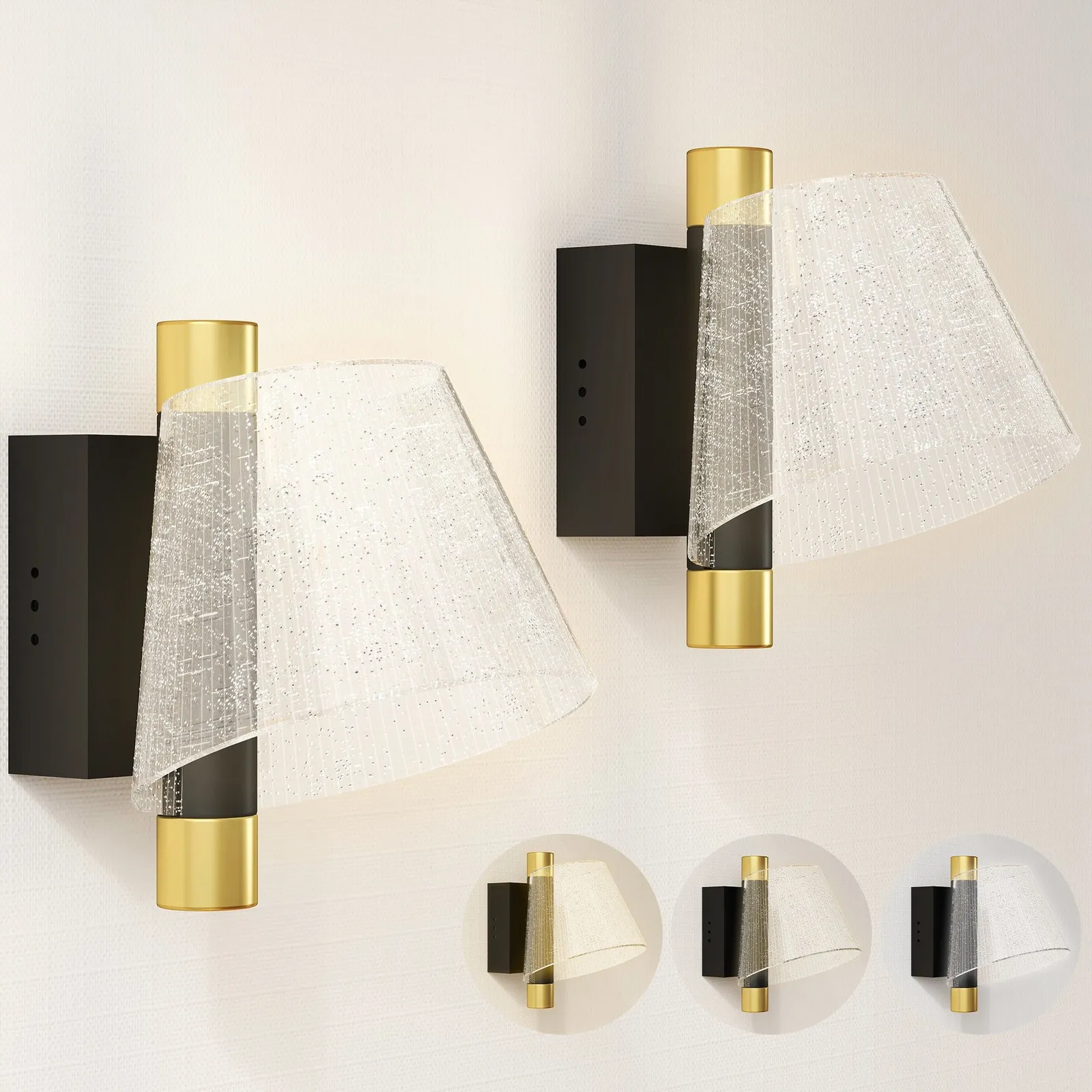 HOMCOM Led Wall Lamp 2 Pack, Modern Indoor Starry Wall Light in Black 2