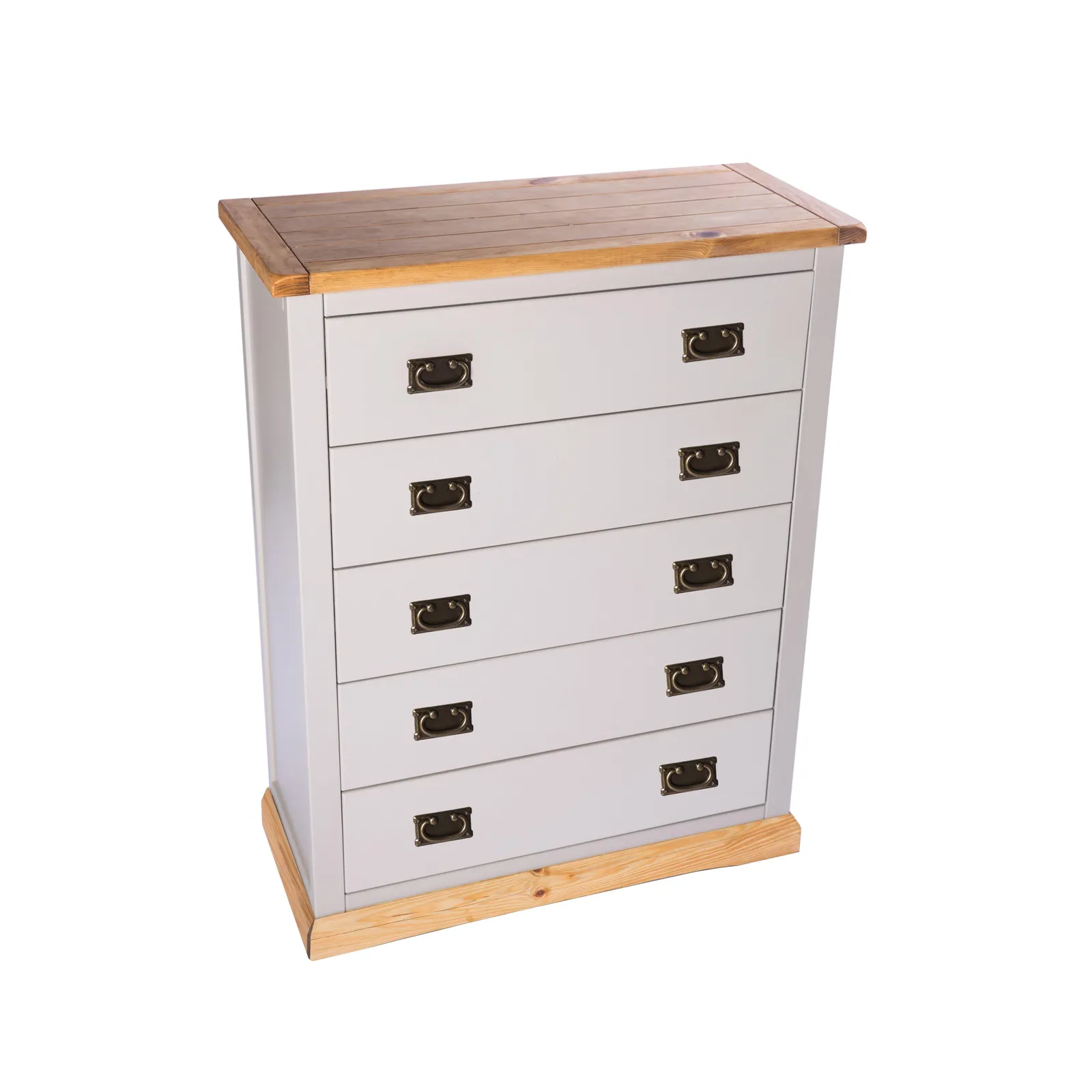 Cabinet Bits Bomporto 5 Drawer Chest of Drawers Bras Drop Handle in Light Grey 3