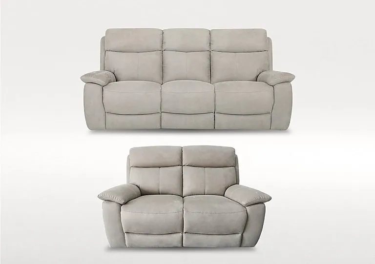 Echo 3 and 2 Seater Fabric Power Recliner Sofa Set - Silver