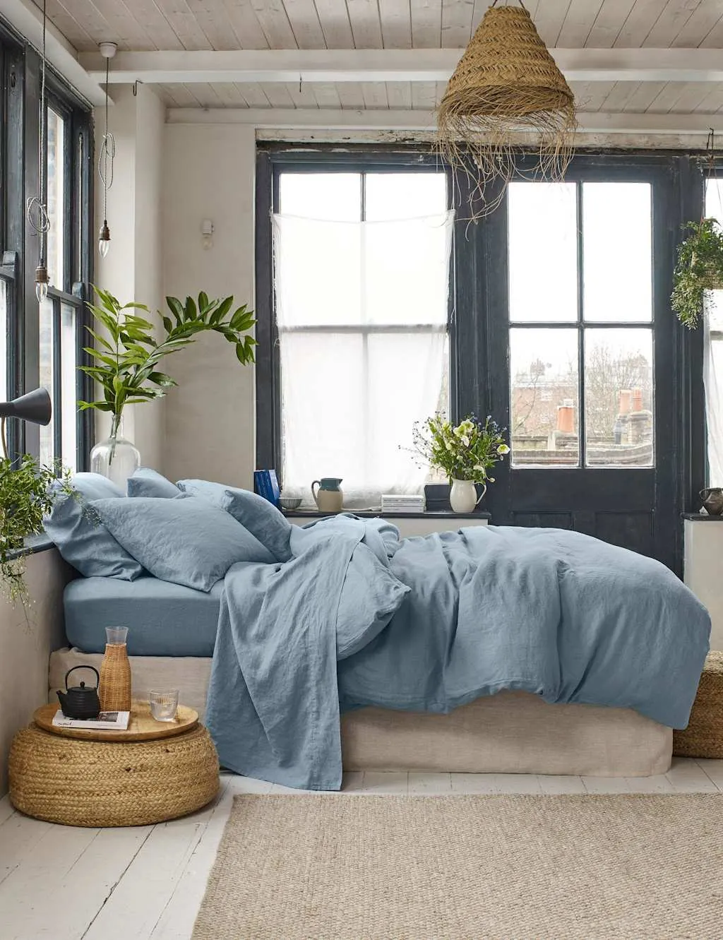 Piglet In Bed Pure Linen Duvet Cover Blue