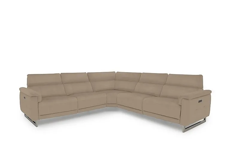 Moet Large Leather Power Recliner Corner Sofa with Telescopic Headrests - Barley