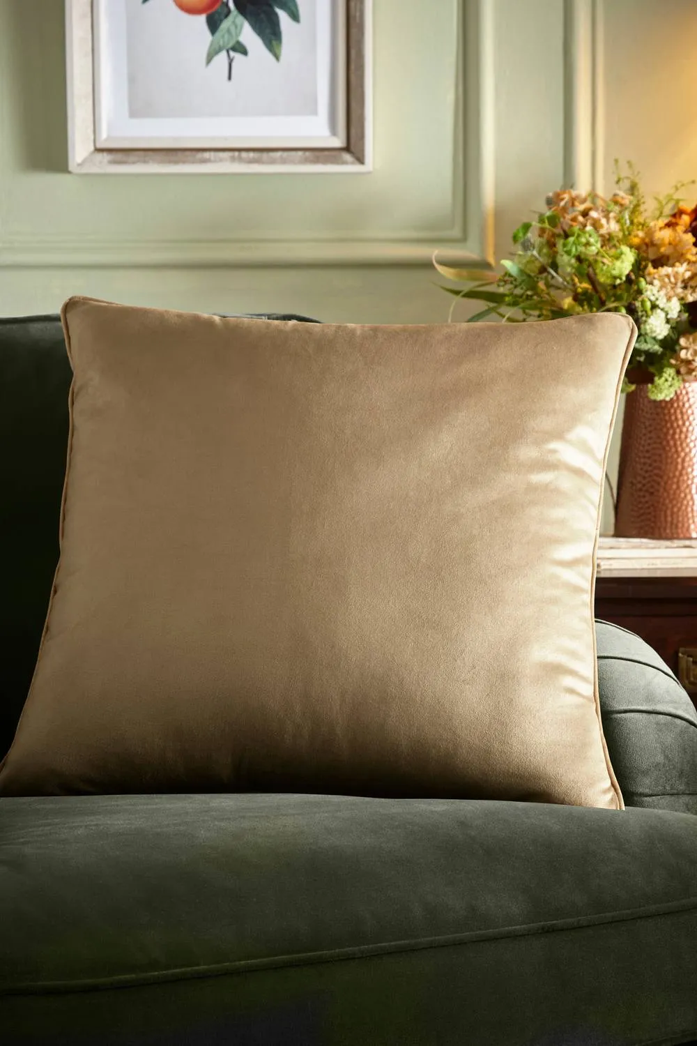 Appletree 'Harlan' Velvet Filled Cushion in Taupe 1