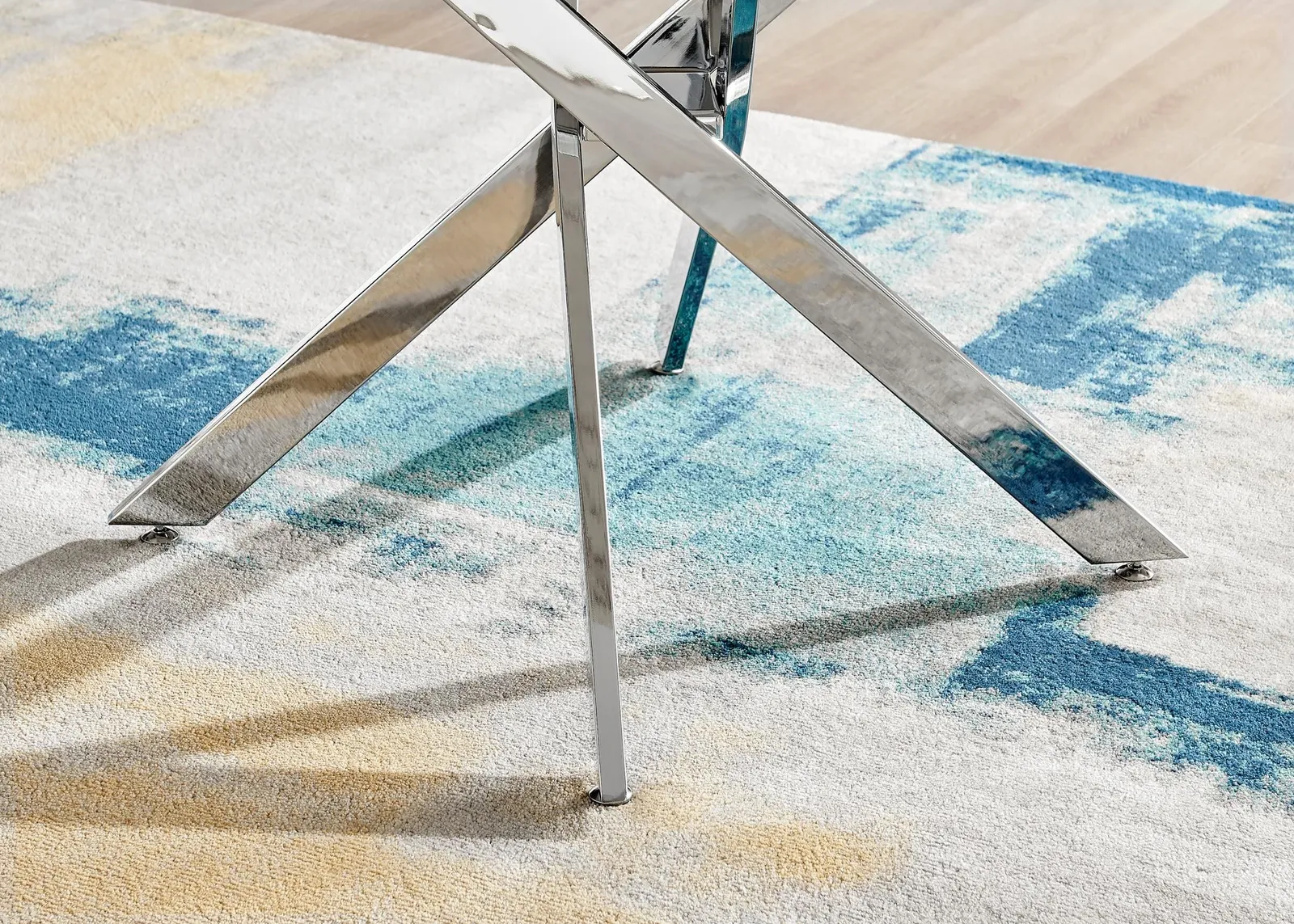 FurnitureboxUK Novara 120cm Round 6-Seater Dining Table With Silver Chrome Legs in Off-White 6