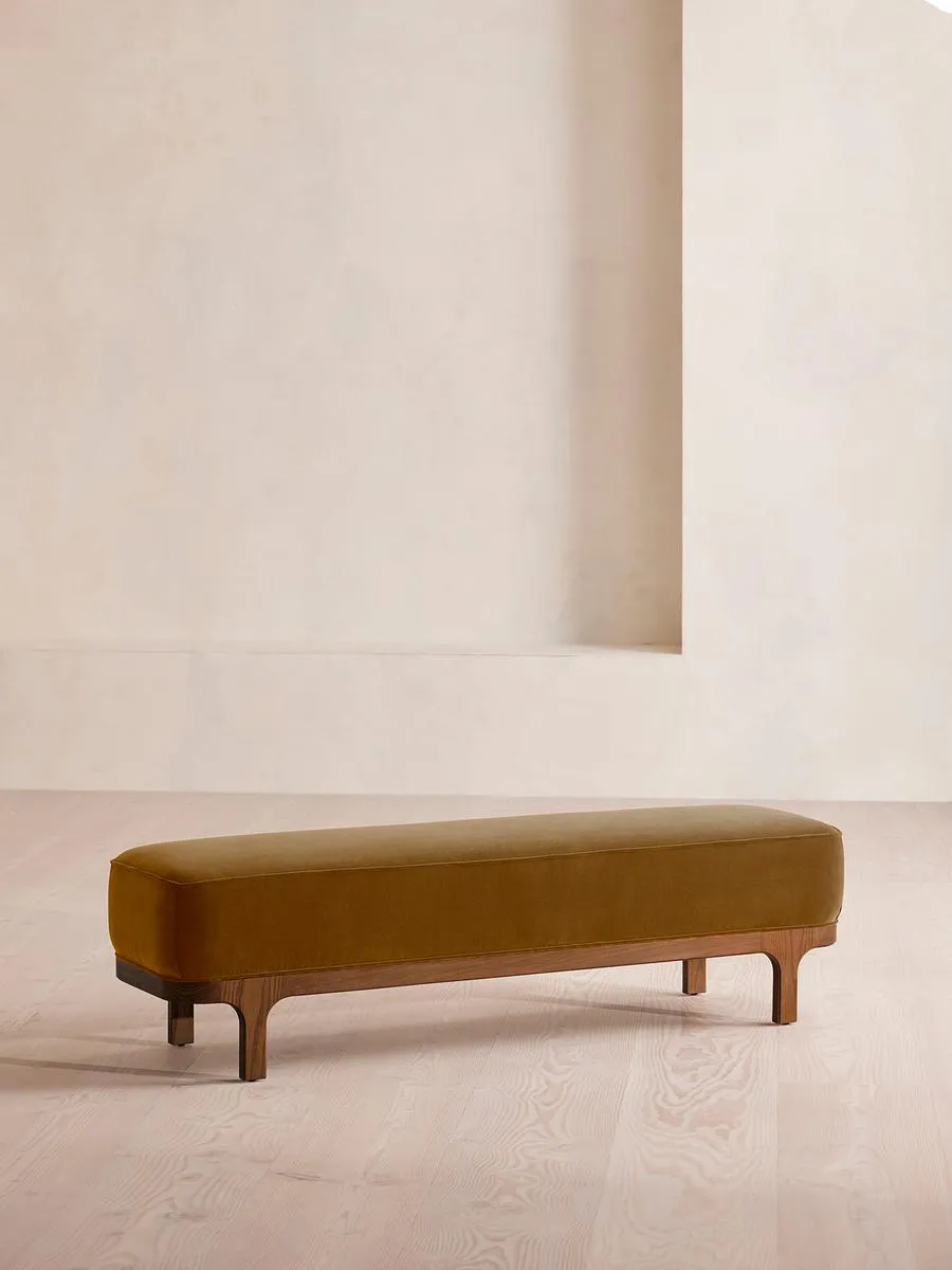 Belsa Bench, Velvet, Mustard