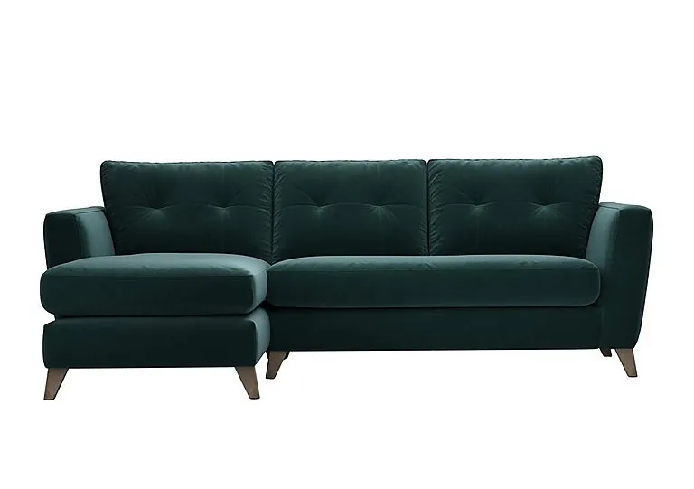 Hermione Fabric Left Hand Facing Corner Sofa with Chaise End - Evening Teal