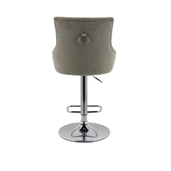 Selena Adjustable Height Swivel Bar Stool, Velvet 4
