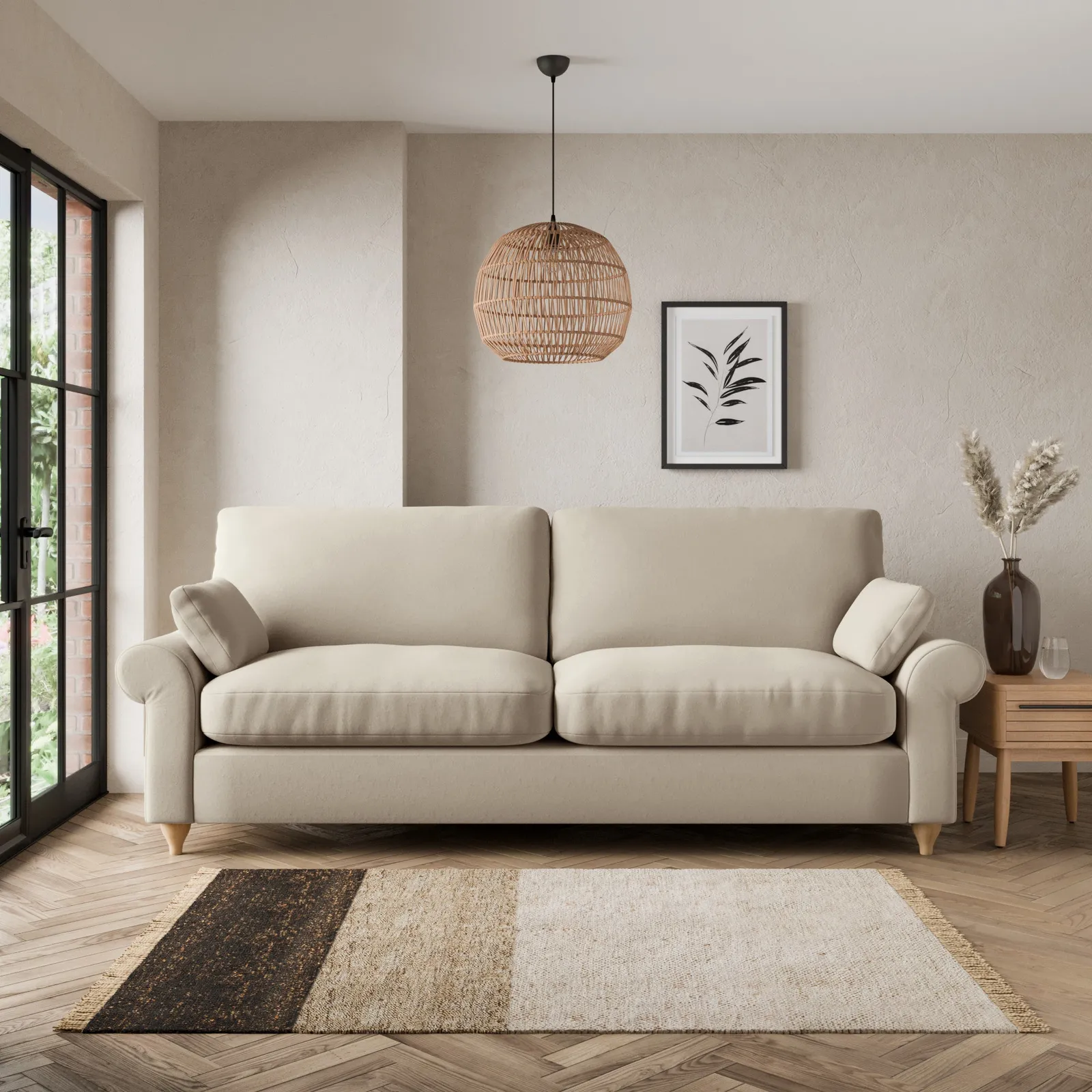 Salisbury Luxury Velvet 4 Seater Sofa Luxury Velvet Natural