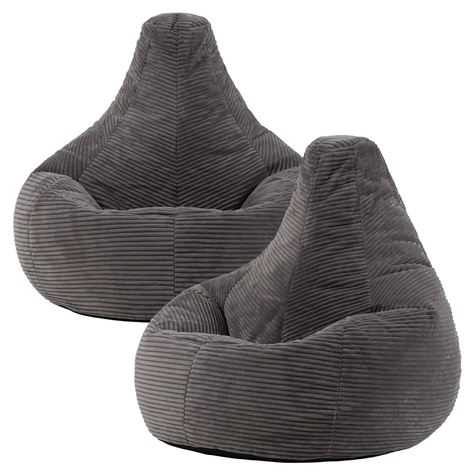 icon Dalton Cord Adult Bean Bag Chair, Set of 2 in Charcoal