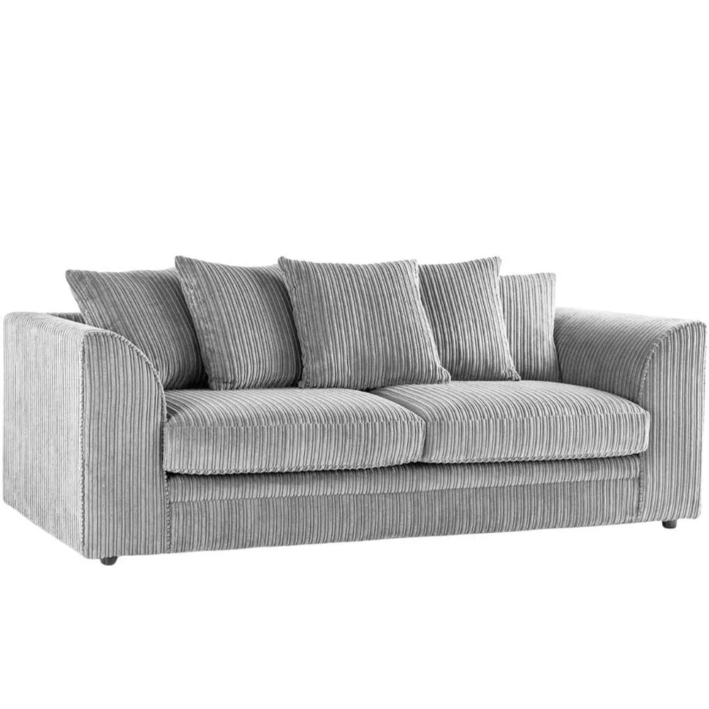 Bliss Furniture Jumbo Cord Dylan Scatter Back 3 Seater Sofa in Silver Colour