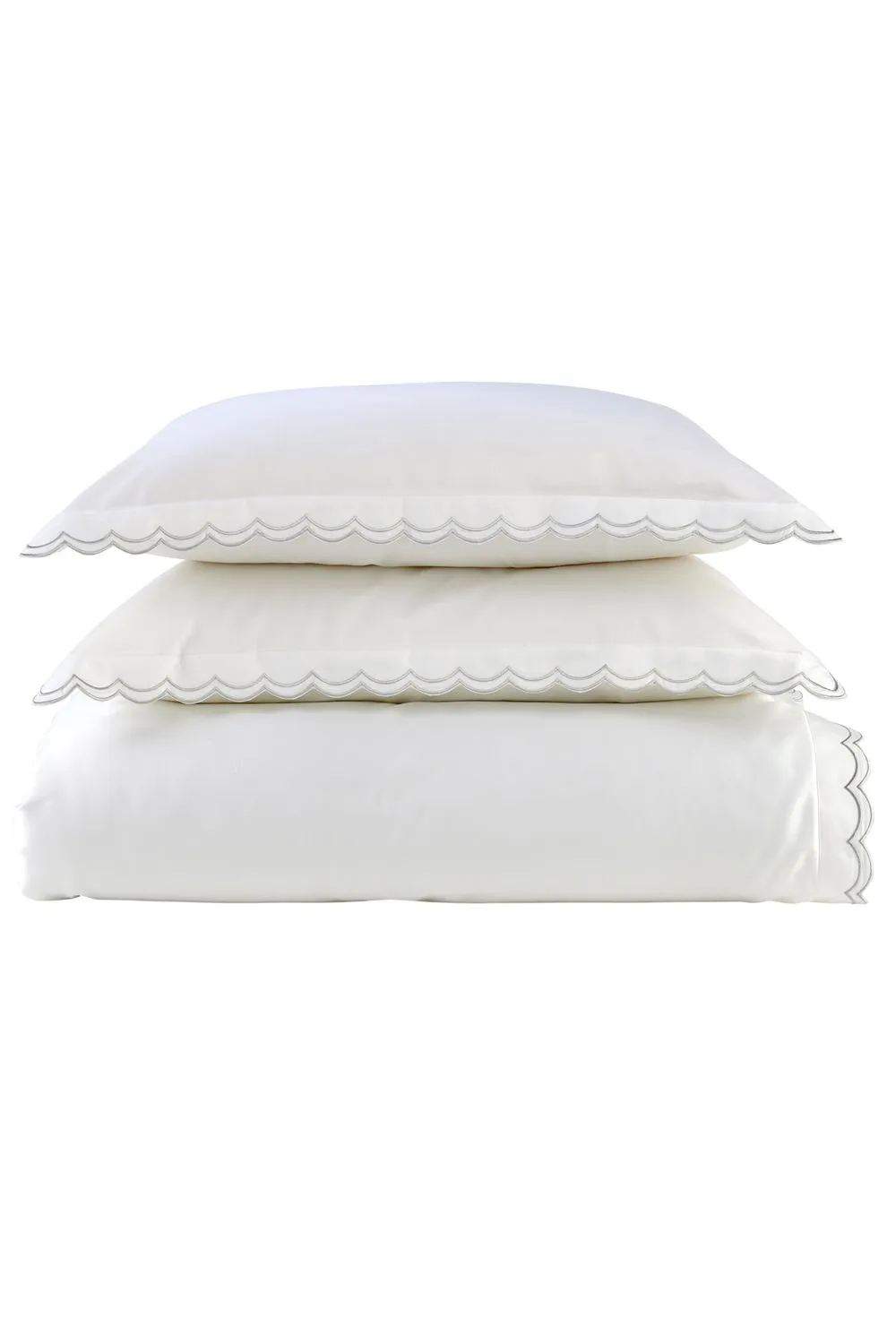 CHRISTY Scallop Edge Cotton Sateen Duvet Sets in Grey 2