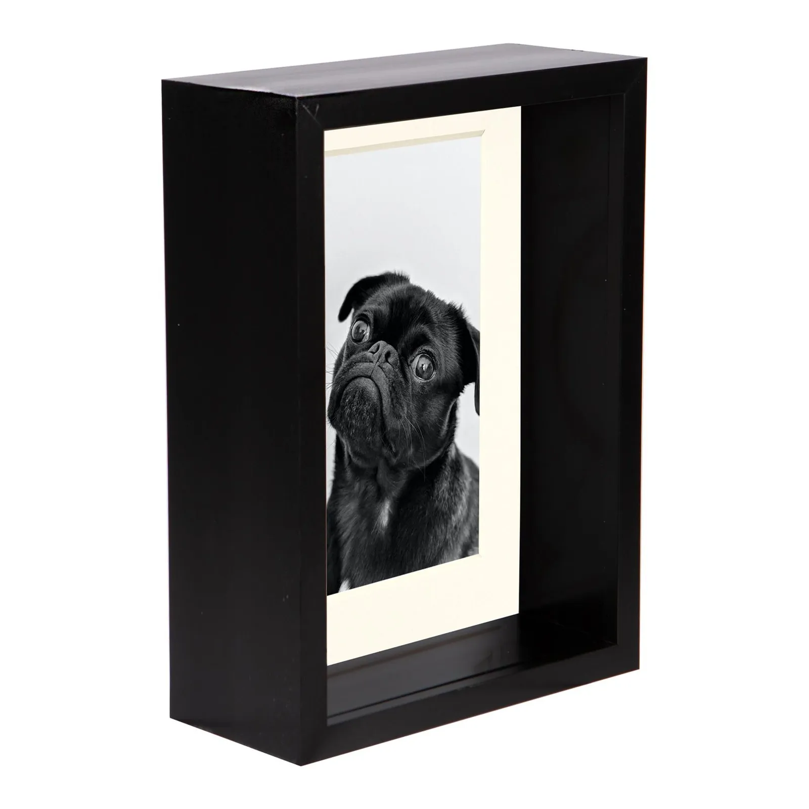 Nicola Spring 5" x 7" 3D Deep Box Photo Frame - 4" x 6" Mount - Black in Ivory