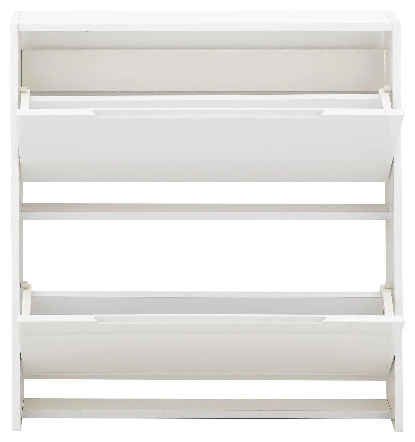 GFW Narrow High Gloss 2 Tier Shoe Cabinet in White 5